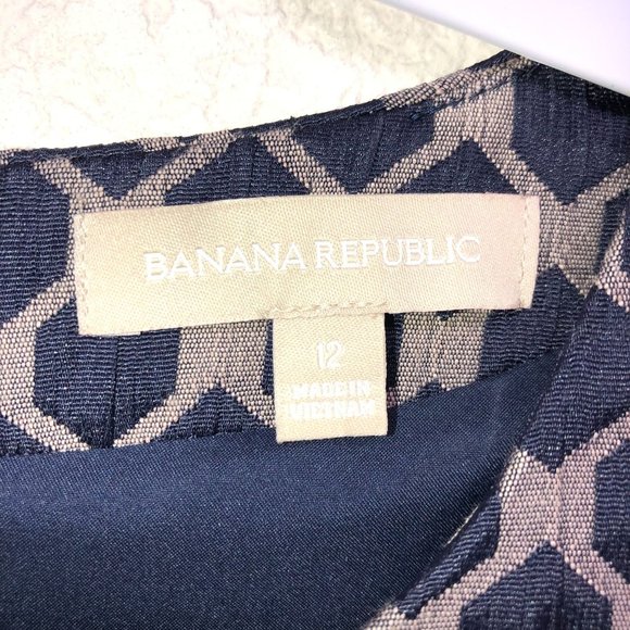 Banana Republic Women Textured Navy Sheath Dress Size 12 - Picture 5 of 11